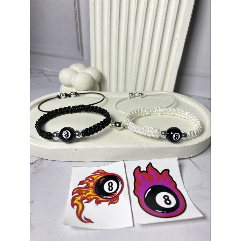 (BISA COD)Gelang Couple Magnet Rajut Stussy 8 Ball Macrame