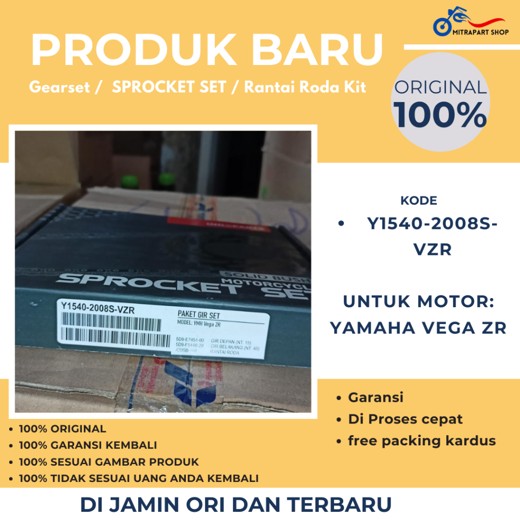 PAKET GEAR SEAT INDOPART Original Bergaransi / GIR SET / Y1540-2008S-VZR  YAMAHA VEGA ZR
