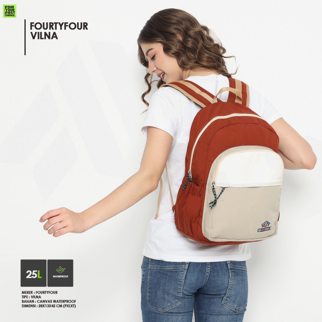 FOURTYFOUR VILNA - Tas Ransel Wanita - Ransel Kanvas Waterproof Premium - Ransel Sekolah