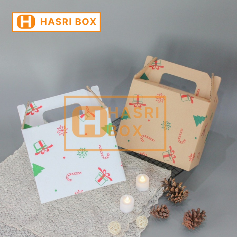 

( 10pcs ) Box Jinjing Dus Toples Jar Natal Kotak Packaging Hampers Parsel Merry Christmas Kardus 21x12x18cm