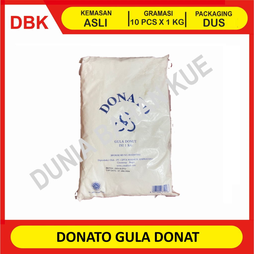 

DONATO GULA DONAT 1 KG/GULA DINGIN/GULA TEPUNG HALUS - 1 DUS 10 PCS