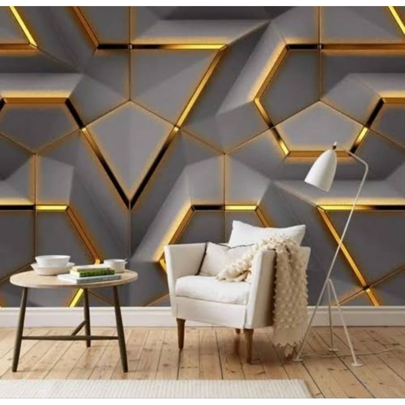 Wallpaper Siticker Dinding kamar Tidur ruang tamu Motif 3d Mewah Kekinian Aesthetic