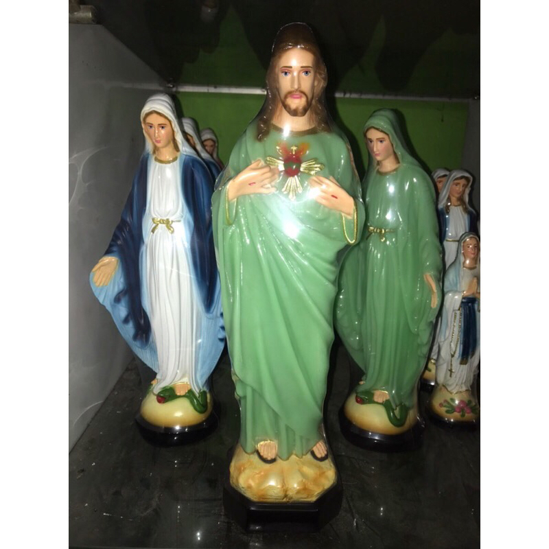 bundling patung Yesus 38cm dan Bunda Maria 36cm fosfor