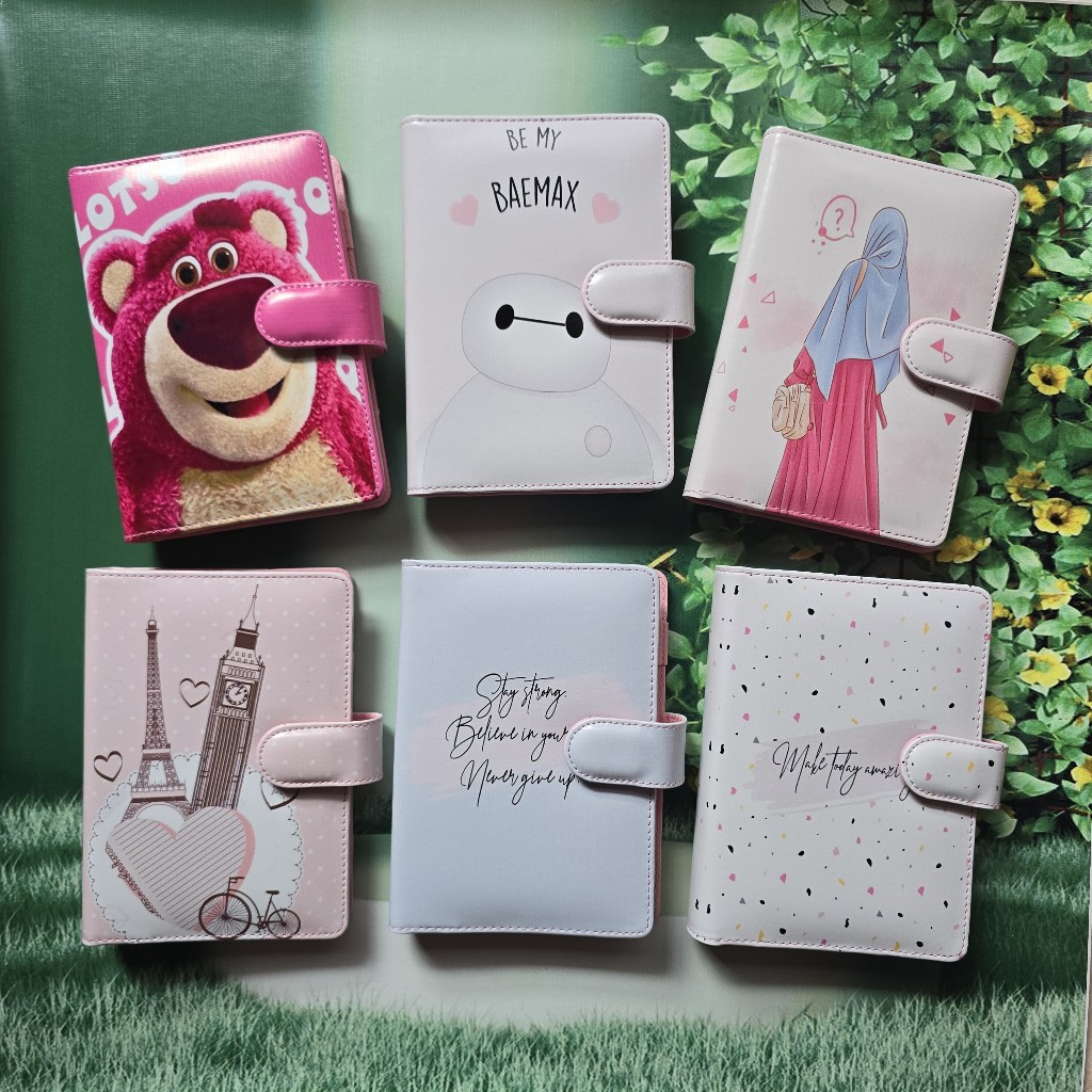 

Binder Printing 12 Motif Aesthetic Ukuran A6 06ring Bahan Kulit Sintetis Glossy