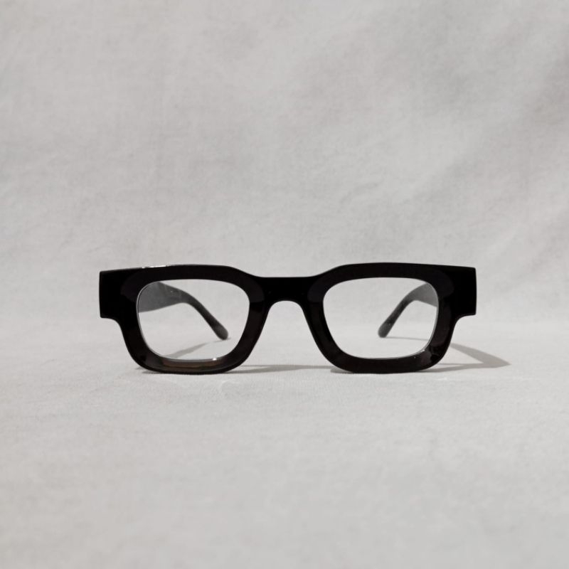 Kacamata Square Bold Transparant Clear - Frame Black / Kacamata Frame Tebal