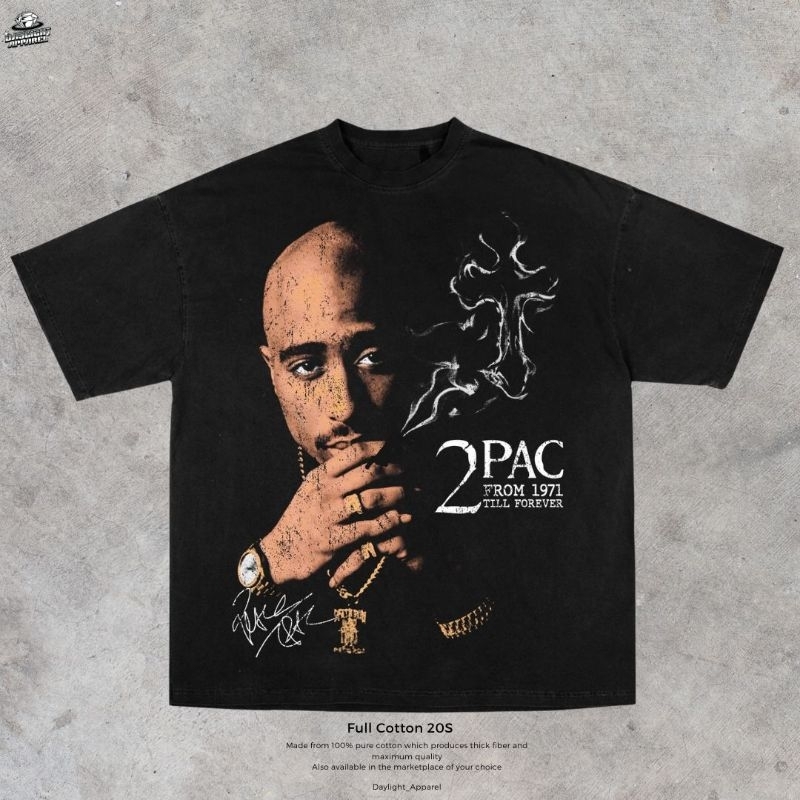 T-Shirt TUPAC SHAKUR 1971 - Oversized Model Black Solid