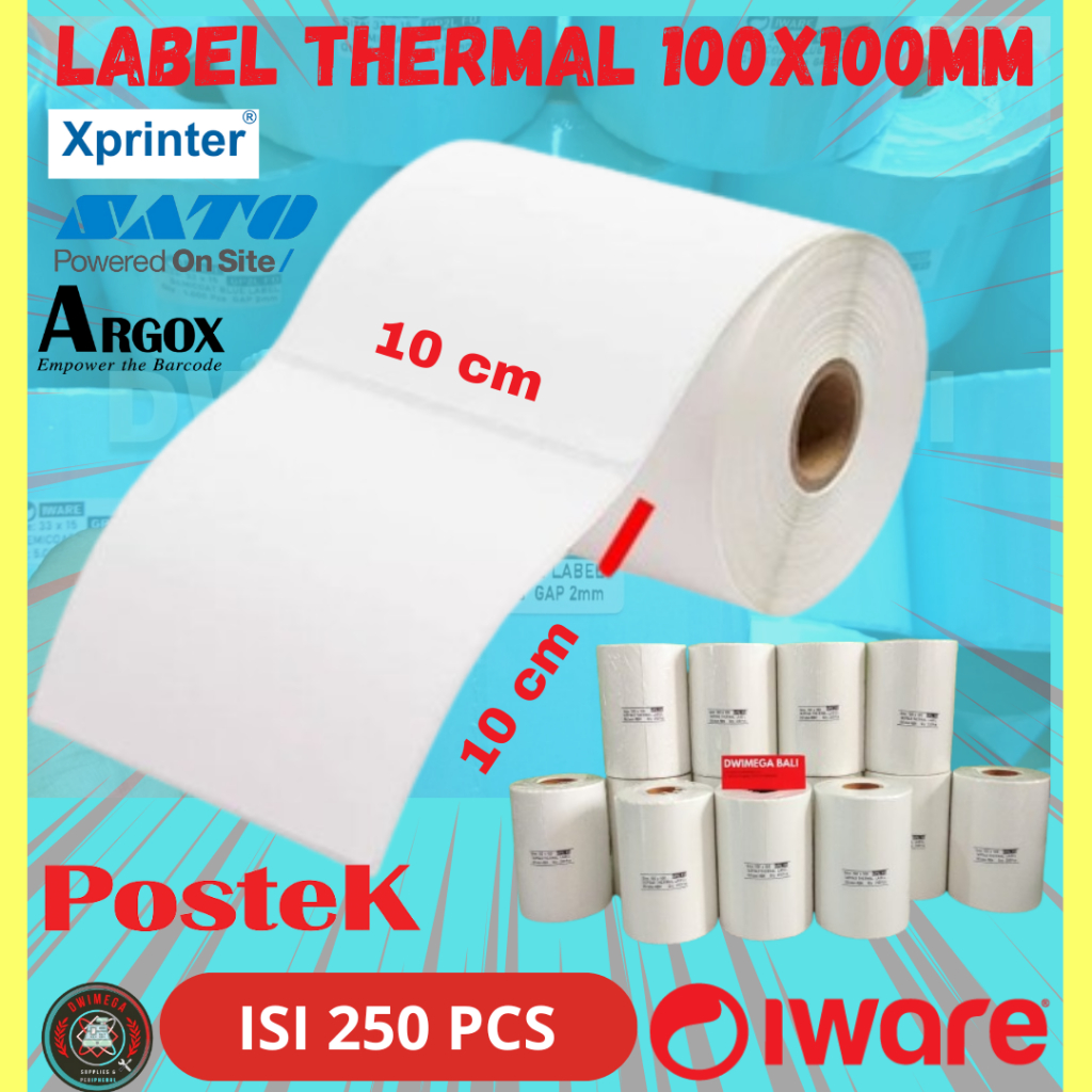 

LABEL /Stiker Thermal 100x100mm /Barcode/Resi/isi 250 pcs