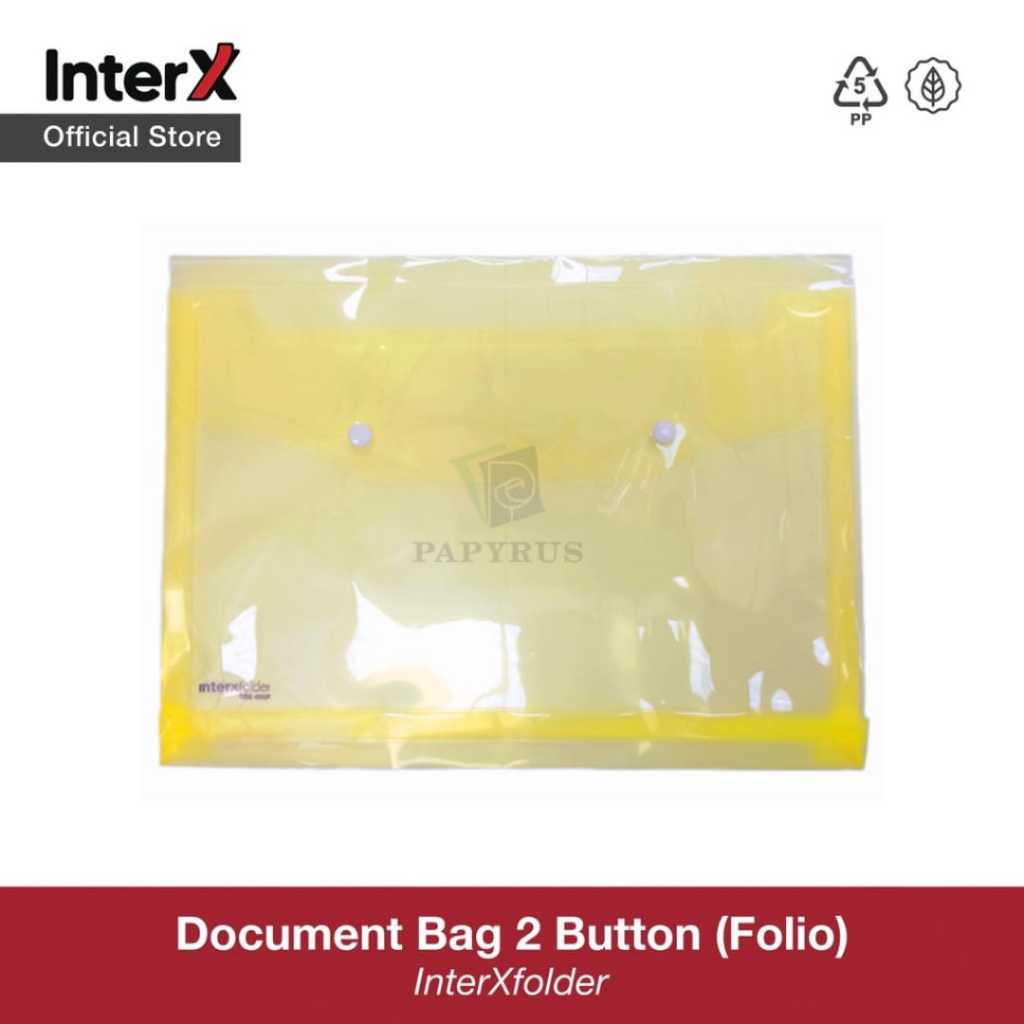 

MAP PLASTIK KANCING / MAP KANCING PUNGGUNG / DOCUMENT BAG / MAP KANCING FOLIO INTER-X DBX400F KUNING