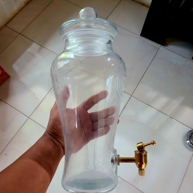 botol ginseng kaca 3L kran