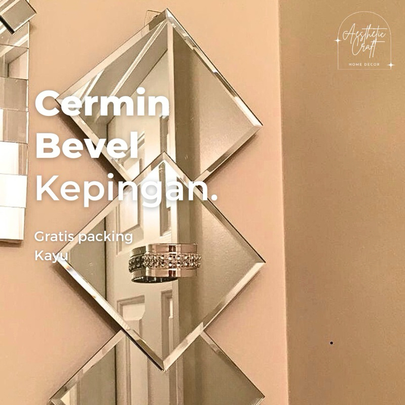 Kepingan Kaca Cermin Bevel Dinding Tebal 5MM