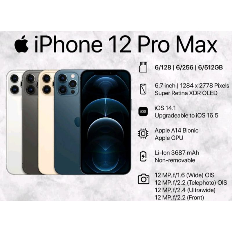 IPhone 12 PRO MAX 512gb Fullset Lcd Mulus Original 100%