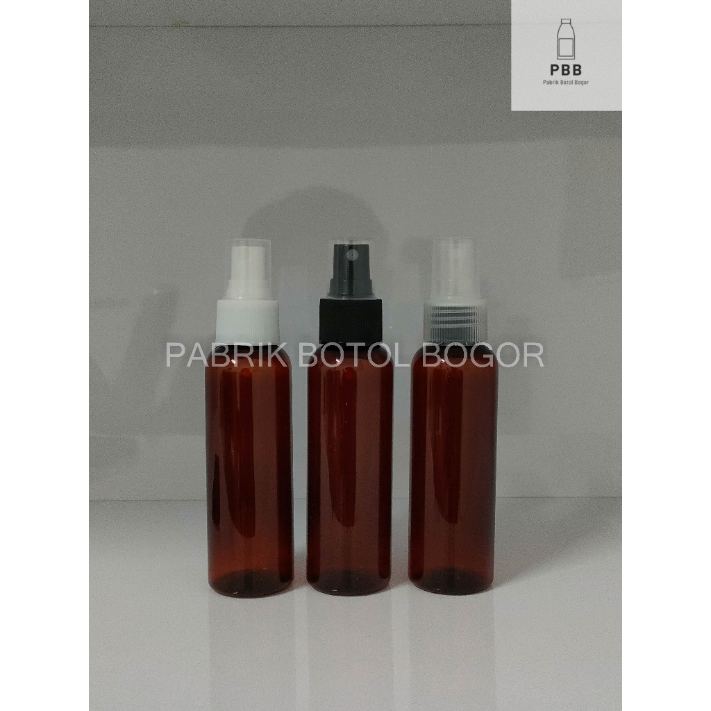 BOTOL BR 100ML AMBER SPRAY CLEAR PUTIH HITAM 100 ML SPRAY PET AMBER - Putih
