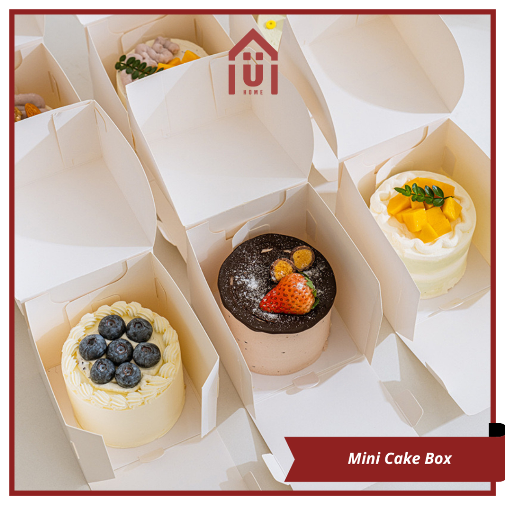 

UNISO - MINI CAKE CHIFFON BOX PLAIN DUS KOTAK SNACK PUTIH POLOS MINI PACKAGING SLICE CAKE BOX