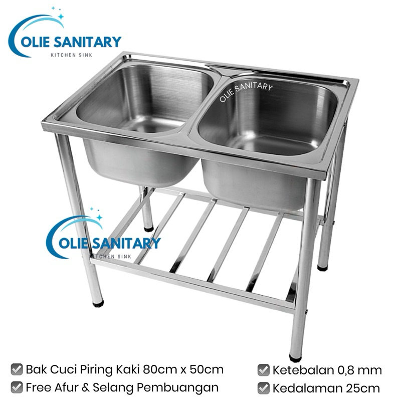 Techno CPK 8050 A Wastafel Cuci Piring Kaki Stainless Portable Bak Cuci Piring 2 Lubang Portabel Rak