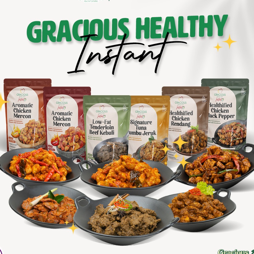 

Free Ongkir GRACIOUS HEALTHY INSTANT Makanan Sehat Siap Saji Tanpa Bahan Pengawet Tahan Hingga 6 Bulan suhu ruang