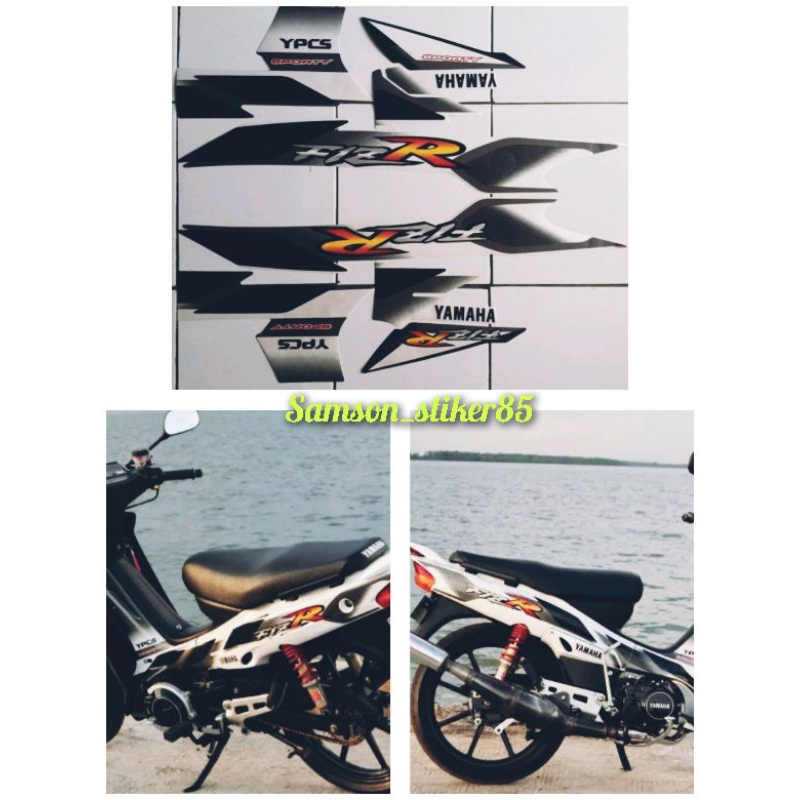 stiker striping motor yamaha fizr FIZ R sporty 2001 2002 marlboro putih hitam lis bodi standar berku