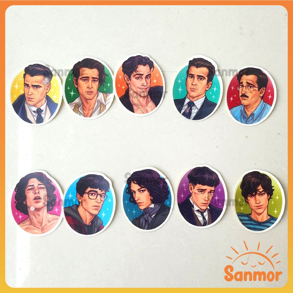 

TAKE ALL - 10pcs Stiker Sticker Set Fanart Ezra Miller and Colin Farrell Character Roles - Fanart by Brain.Curry