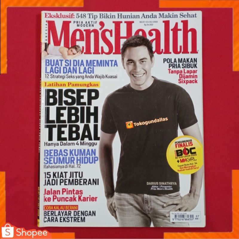Majalah MensHealth indonesia 2009 / Model Cover Darius Sinatrya / Artikel Olahraga Fitnes,Gym / Mens