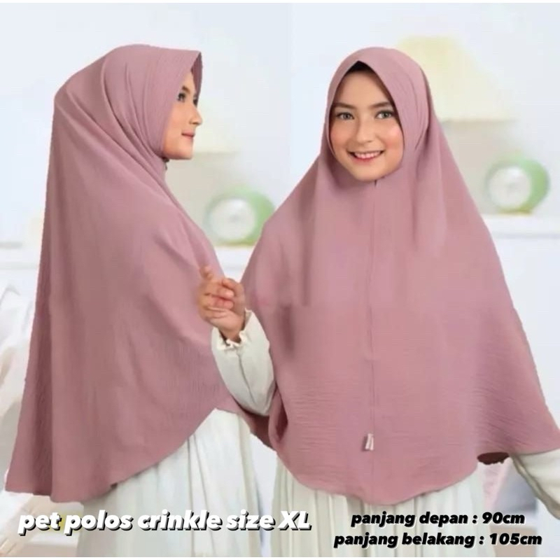 PET ANTEM NON TALI CRINKLE UKURAN XL | BERGO OVAL CRINKLE JUMBO | JILBAB INSTAN [bisa COD]