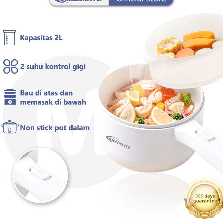 TERMURAH MAIMEITE Panci Listrik 2L Panci Listrik serbaguna Panci Penggorengan Keramik Elektrik listr