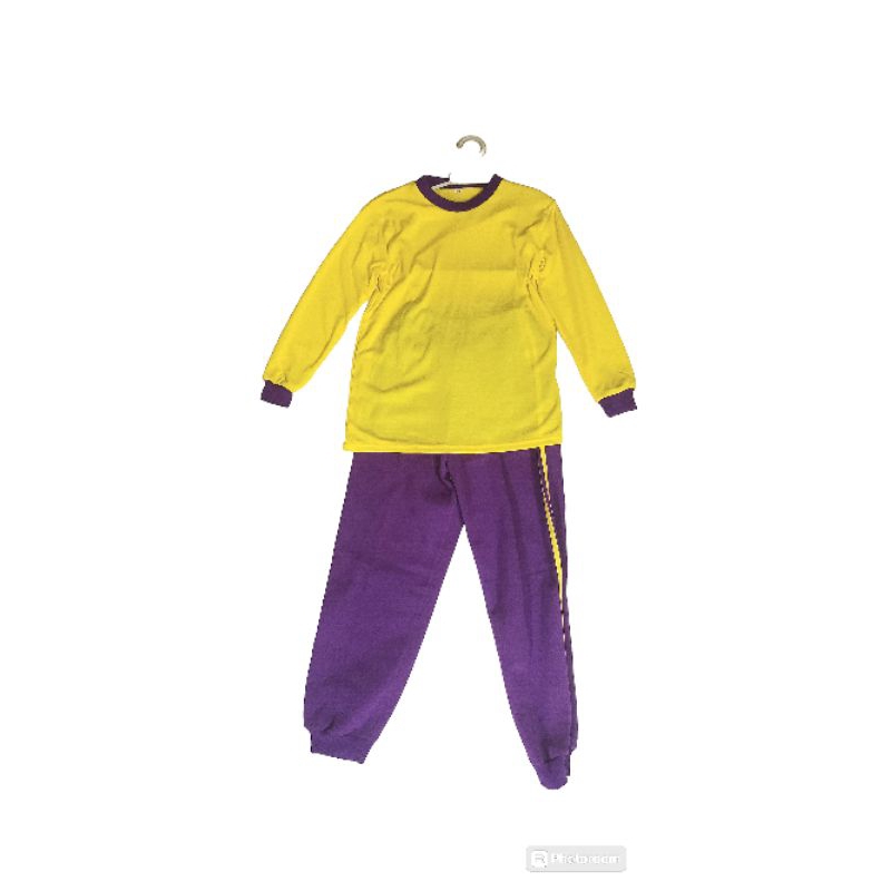 Seragam olahraga PAUD TK kuning kenari - ungu