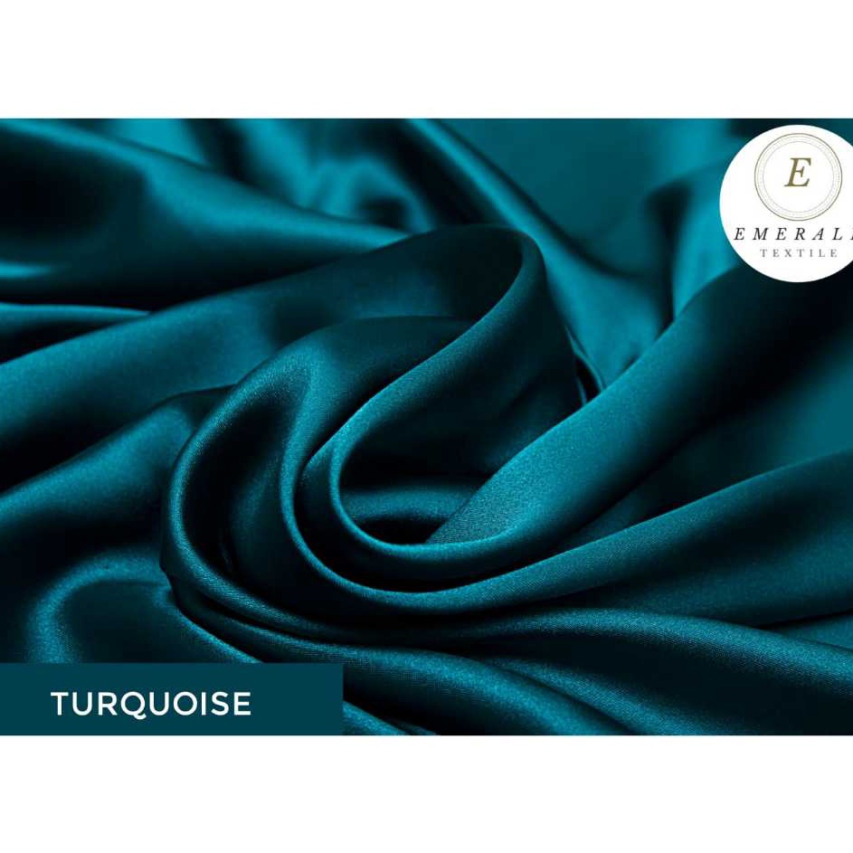 STAR  BUKAN HIJAB  SETENGAH METER Kain Satin Charmuse Silk Premium  TurquoiseHijau Tosca  HARGA PER 