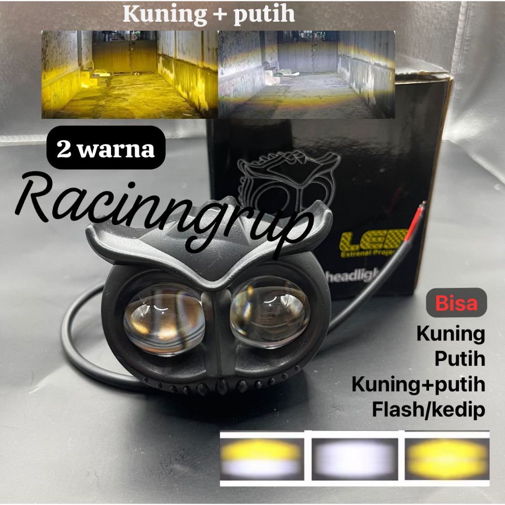 Lampu Owl 2 Mata Lampu Tembak LED 2 Mata Lampu Tembak Sorot OWL Led Tipe Laser 2 Mata Putih Kuning