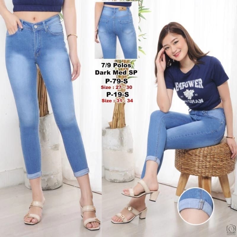 CELANA JEANS WANITA 7/9 HITAM BIRU MUDA BIRU TUA NAVY CELANA WANITA JUMBO