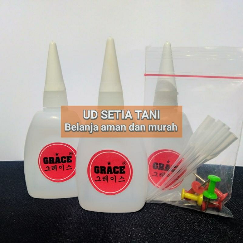 

[COD]Lem Cair 3 detik Grace Adhesive Cyanoacrylate jumbo[1botol/pcs]