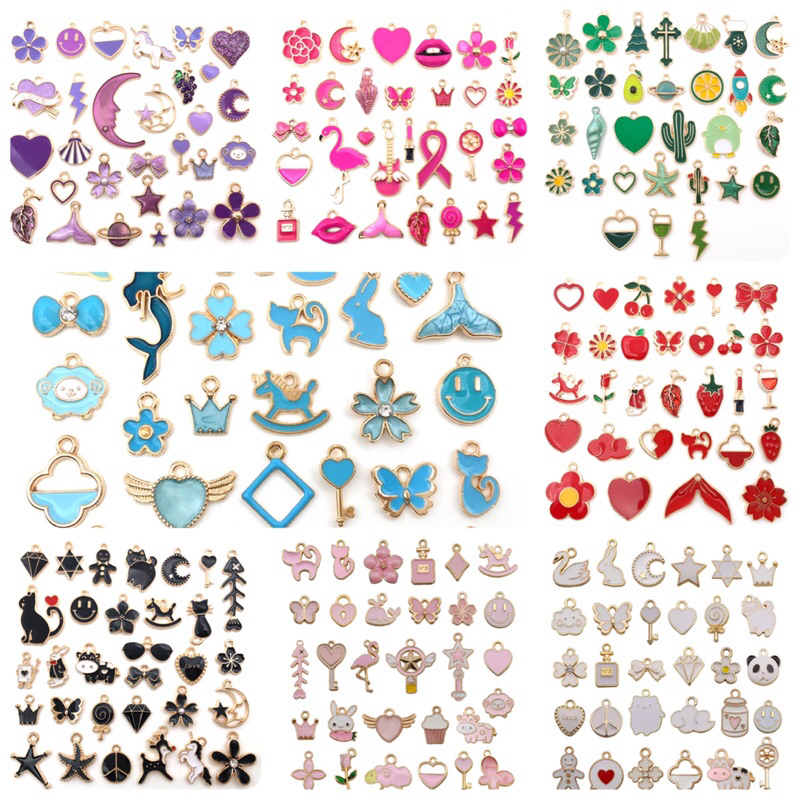 RANDOM 10PCS Charm enamel bandul liontin gelang aksesoris diy kalung