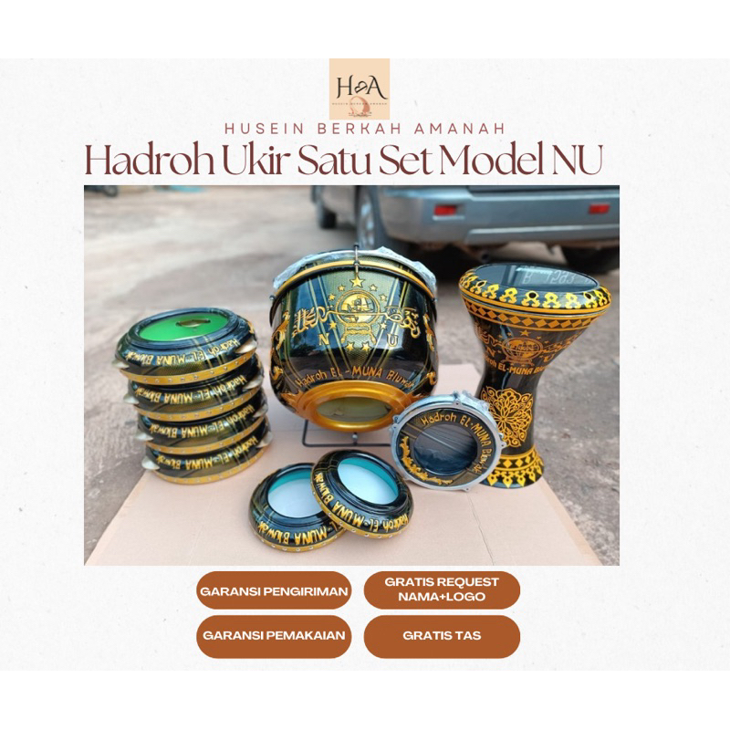 1 Set Rebana Hadroh ukir Jepara motif NU