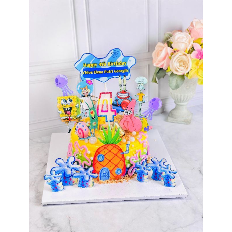 kue ulang tahun birthday Spongebob Squarepants topper
