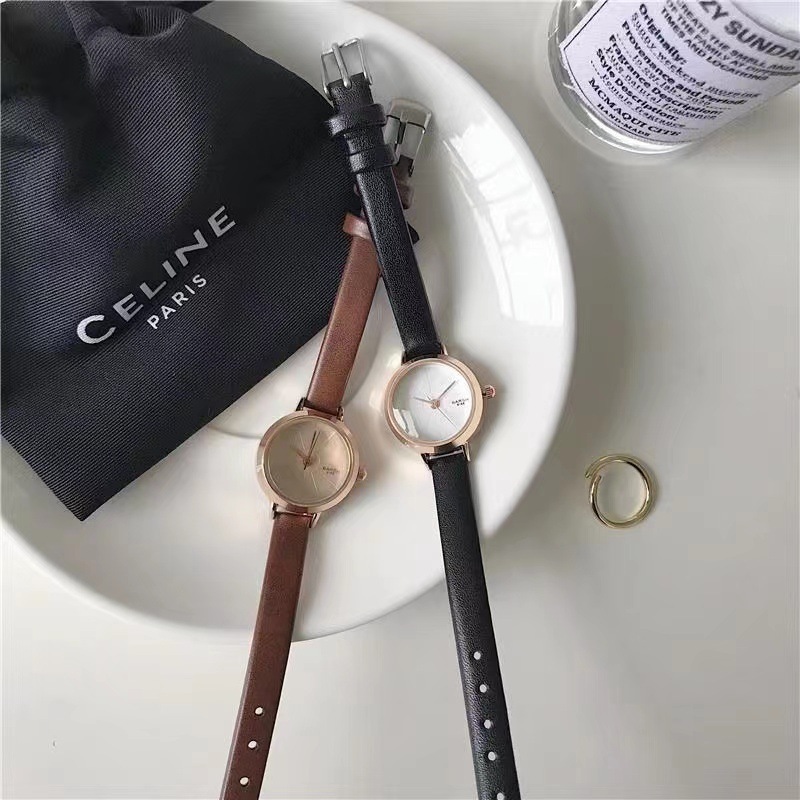 CIELO Jam Tangan Kecil Wanita Korea Kuarsa Retro Ulzzang Strap Tali Kulit Jam Analog Vintage Gaya Tahan Air Warna Bulat Kecil Jam Cewek Elegan Mewah Korea Barsh Fashion Korean Analog Woman Mini Round Watch kinian Bahan PU Leather Jam Tangan-6