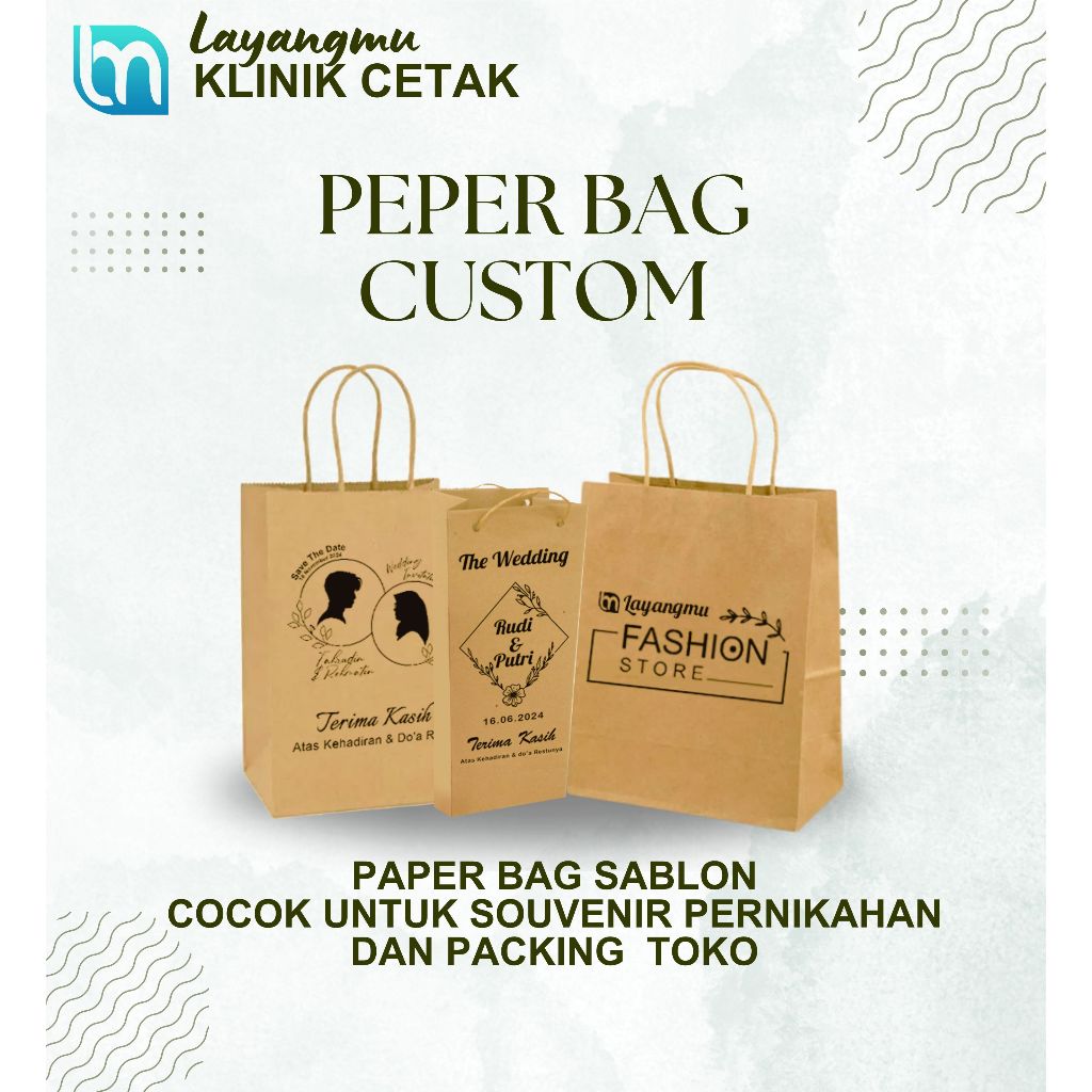 

Peper Bag Cutom Sablon, Peper Bag Pernikahan, Peper Bag Toko FREE Desain