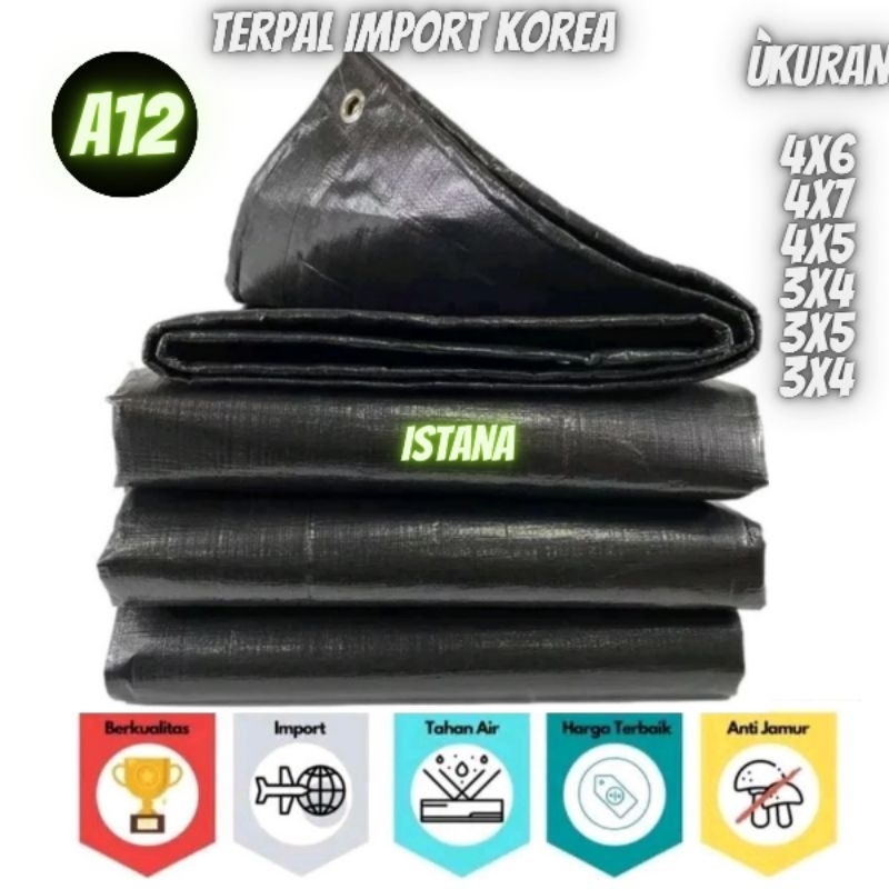 TERPAL A12 HITAM untuk tenda tutup truk dan jemur padi waterproff anti panas dan serbaguna