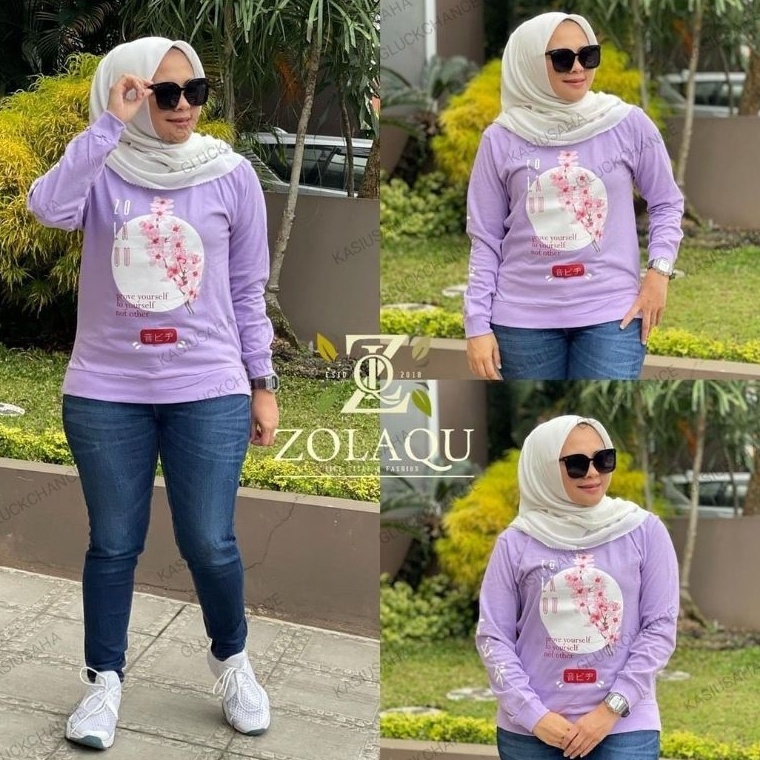ART U32G Baju Atasan Kaos Wanita Zolaqu Original Tshirt Ungu Lilac Sakura Ori Couple Pasangan Kekini