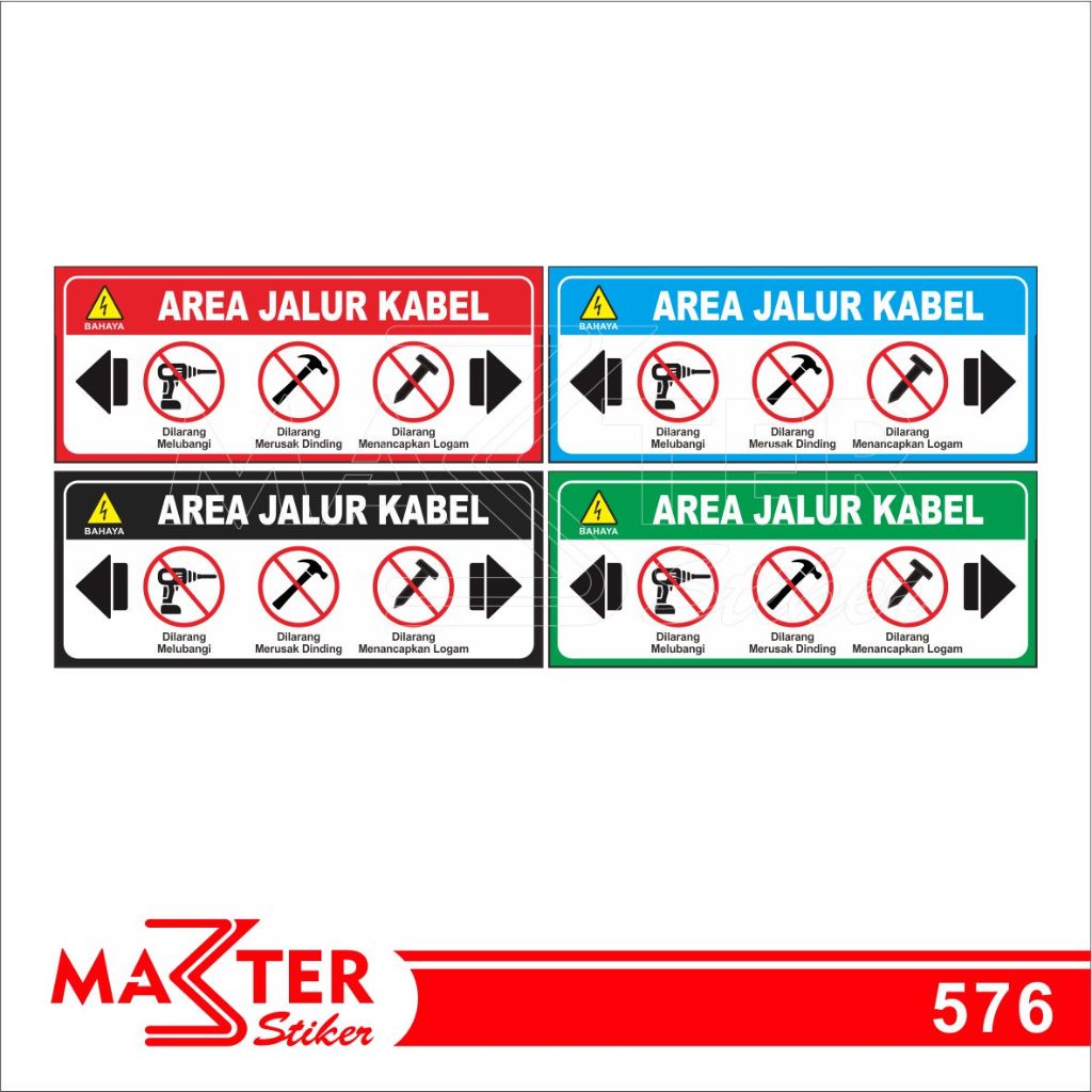 

576 - Stiker Area Jalur Kabel, Sticker Vinyl, Premium, Tahan Air, Termurah, dan Bisa Custom