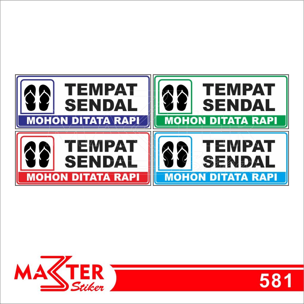 

581 - Stiker Tempat Sendal/Sandal, Sticker Vinyl, Premium, Tahan Air, Termurah, dan Bisa Custom