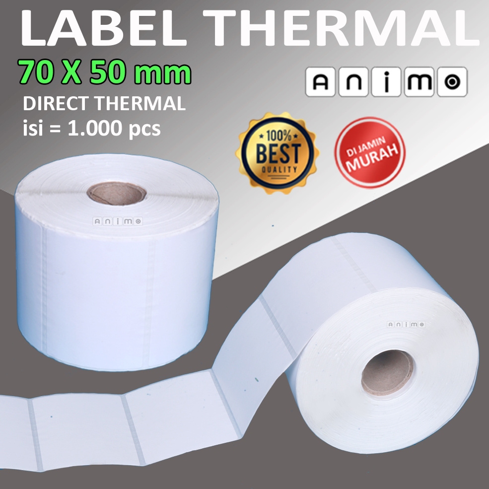 

RB LABEL THERMAL 70X50 = 1.000 Pcs - BARCODE Thermal 70 X 50 MM - 70 mm X 50 mm - 7 x 5 cm ISI 1000