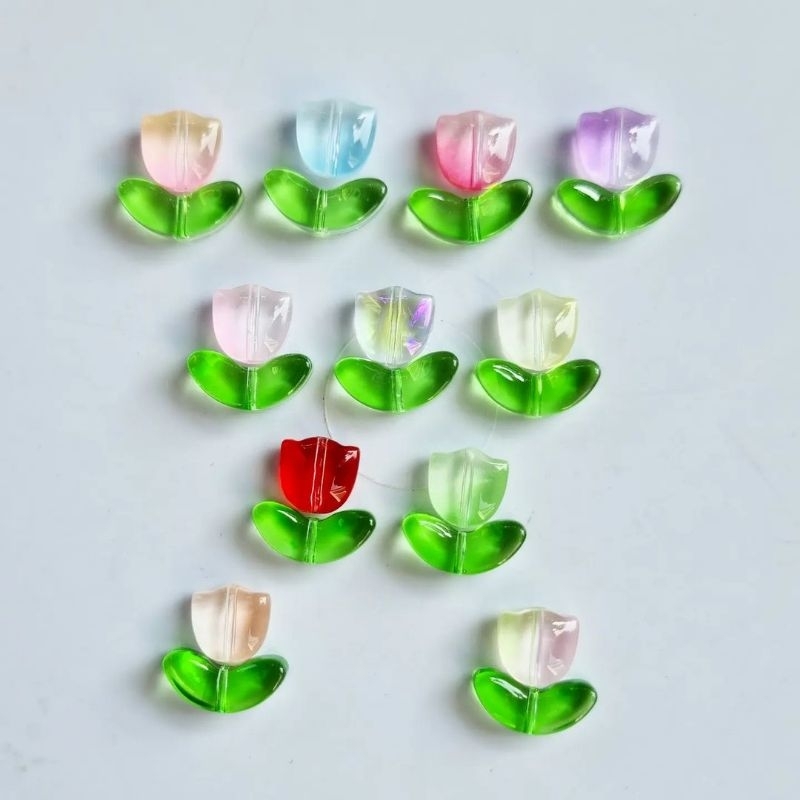 MANIK KACA TULIP | MANIK BUNGA TULIP | 10pasang