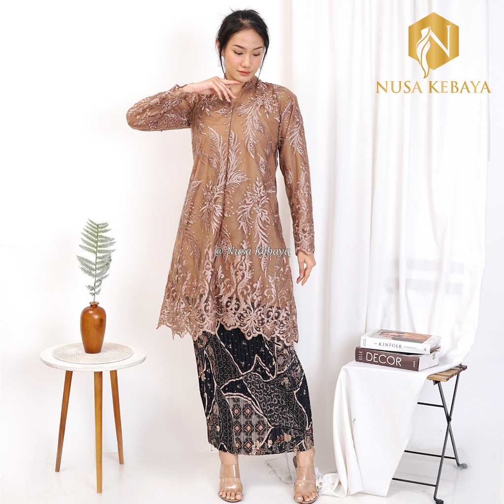 Nusa_Kebaya Setelan Kebaya Modern Set Kebaya Tunik Brukat Busui Baju Kebaya Pesta Kondangan Modern