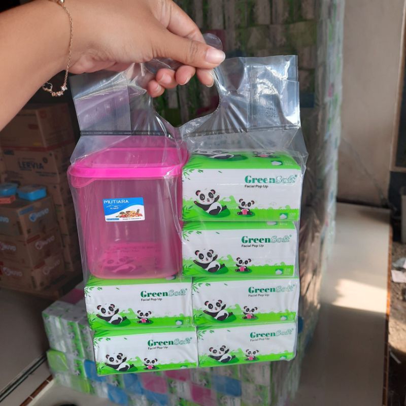Tissue Green Soft Pop Up 130 Sheet / Tissue Green Soft Isi 6 + Kotak