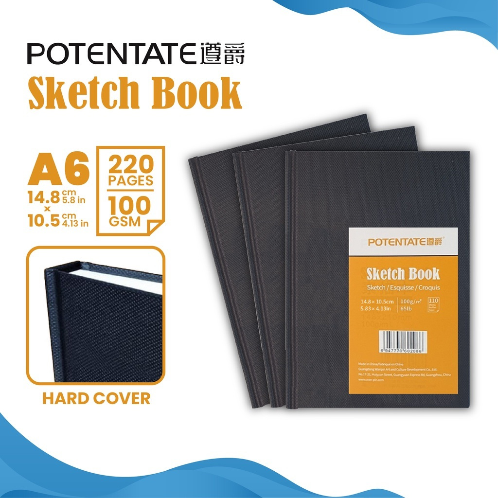 Buku Sketsa Potentate Hard Cover A6 Stitch Bound Sketchbook