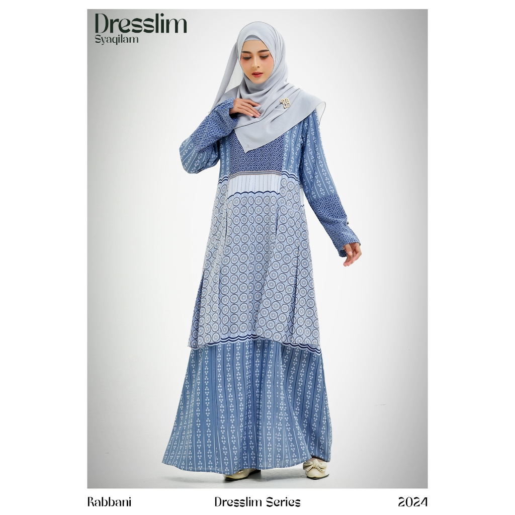 Dresslim Syaqilam | Dresslim Motif Syaqilam | Dress Printing | Gamis dewasa | Gamis Rabbani [Ori Rab
