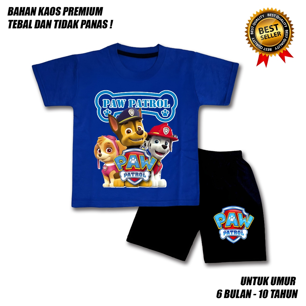 SETELAN ANAK LAKI LAKI PEREMPUAN PAW PATROL CELANA HITAM BAHAN PREMIUM
