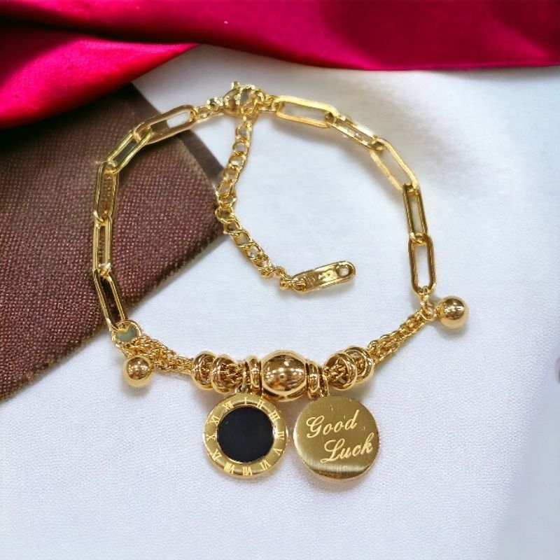 Gelang Tangan Rantai Wanita Motif Koin Good Luck