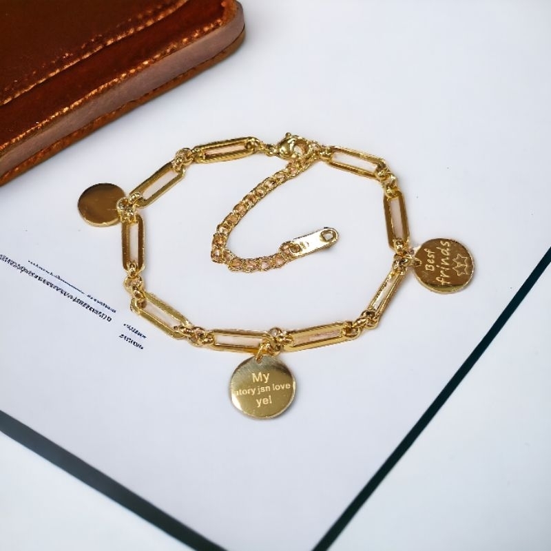 Gelang Rantai Tangan Wanita Motif Koin Best Friend