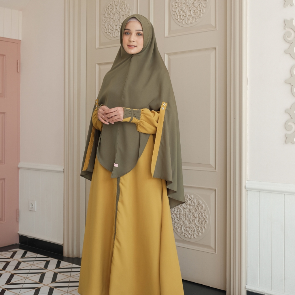 AZQIARA OFFICIAL | Gamis Set Jilbab Gratis Masker | Gamis ARUMI Syar'i Baju Muslim Dewasa