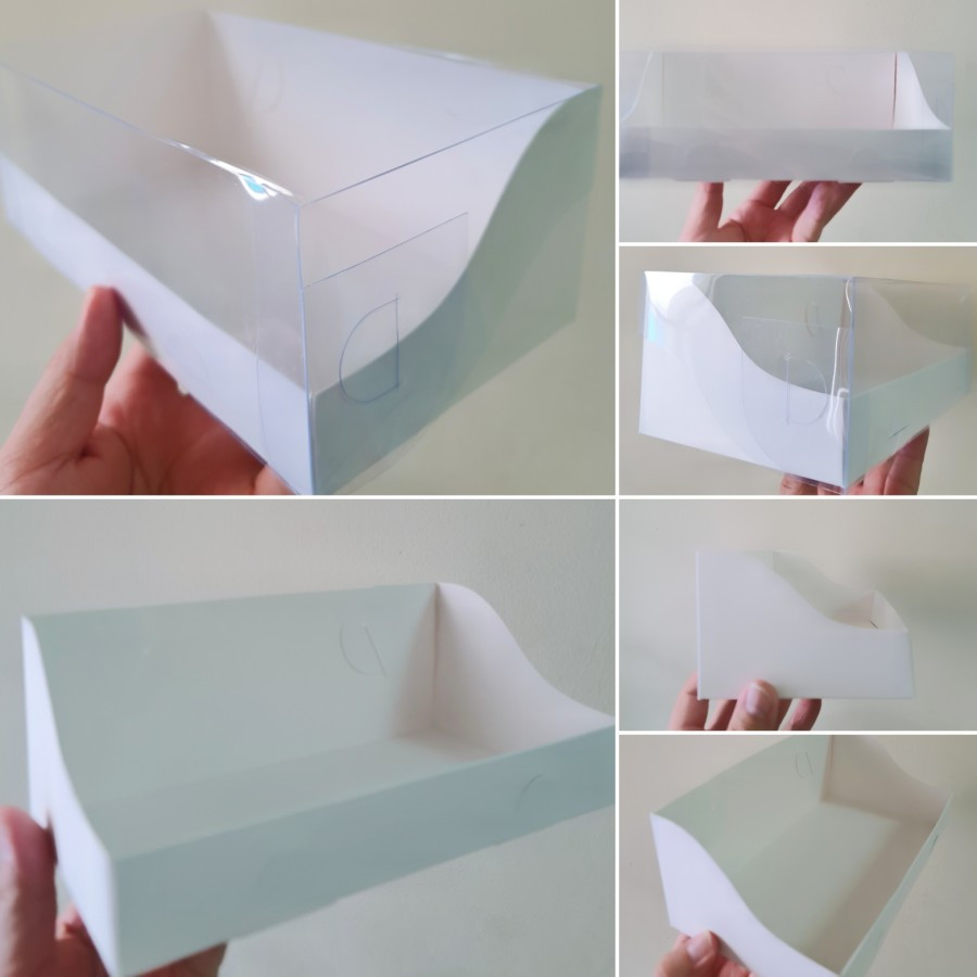 

(5 pcs) box mika dus packaging cake kue ulang tahun tutup mika transparan ukuran 22.3 x 12.3 x 8.5 cm