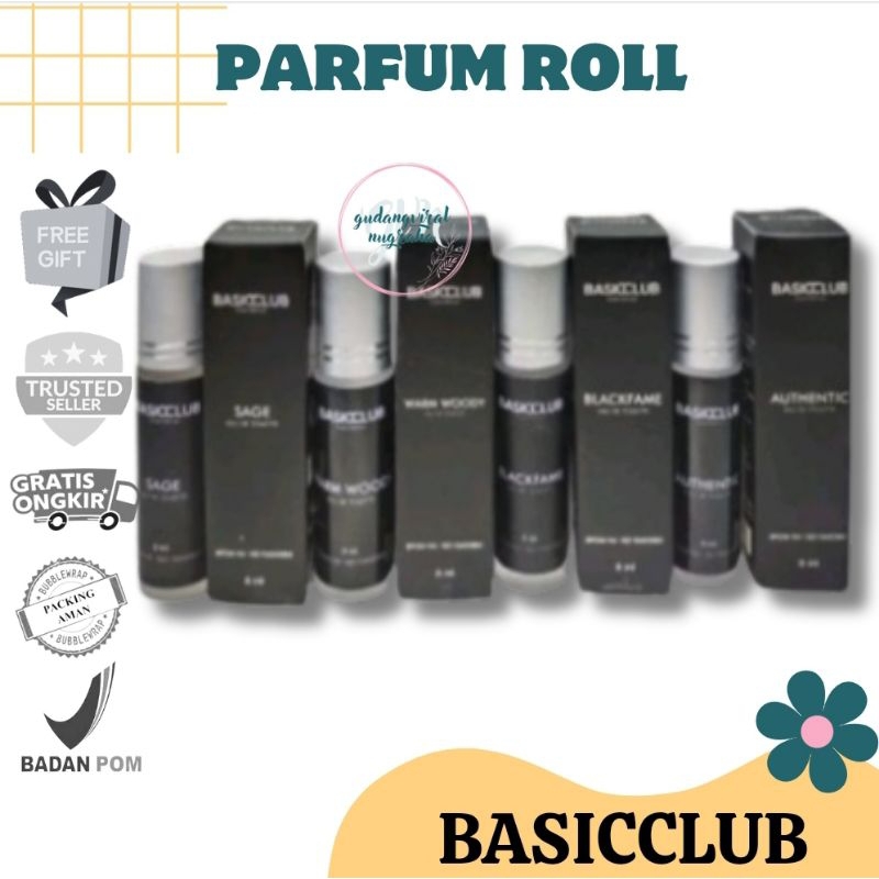 ☘️GVN☘️ PARFUM BASICCLUB 8ML SIZE KECIL PARFUM BASICCLUB ROLL ON KECIL 8ML SAGE WARM WOODY BLACK FAM